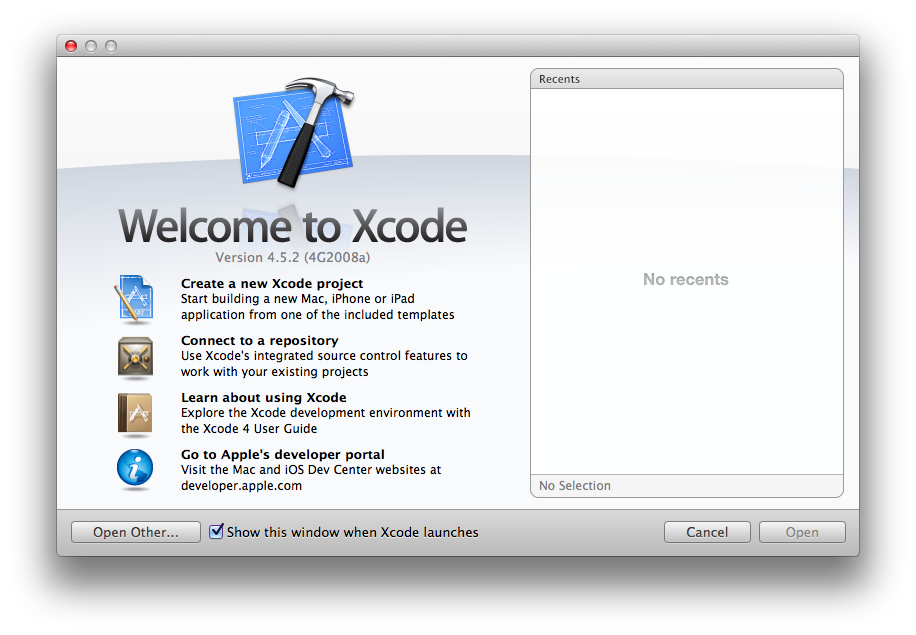 Xcode-Welcome